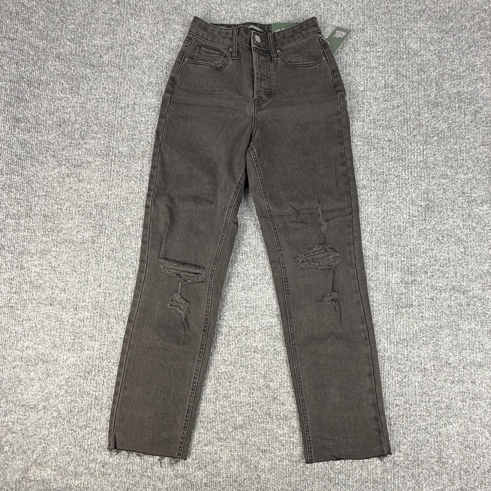 Wild Fable Jeans Womens 0 Black Super High Rise Slim Straight Distressed 27
